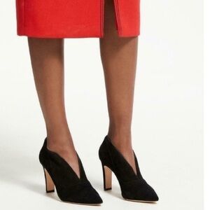 Boden 'Roseberry' black‎ suede heeled bootie 38 7